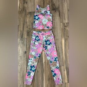 Athletic Works Pink Teal Floral Leggings Set